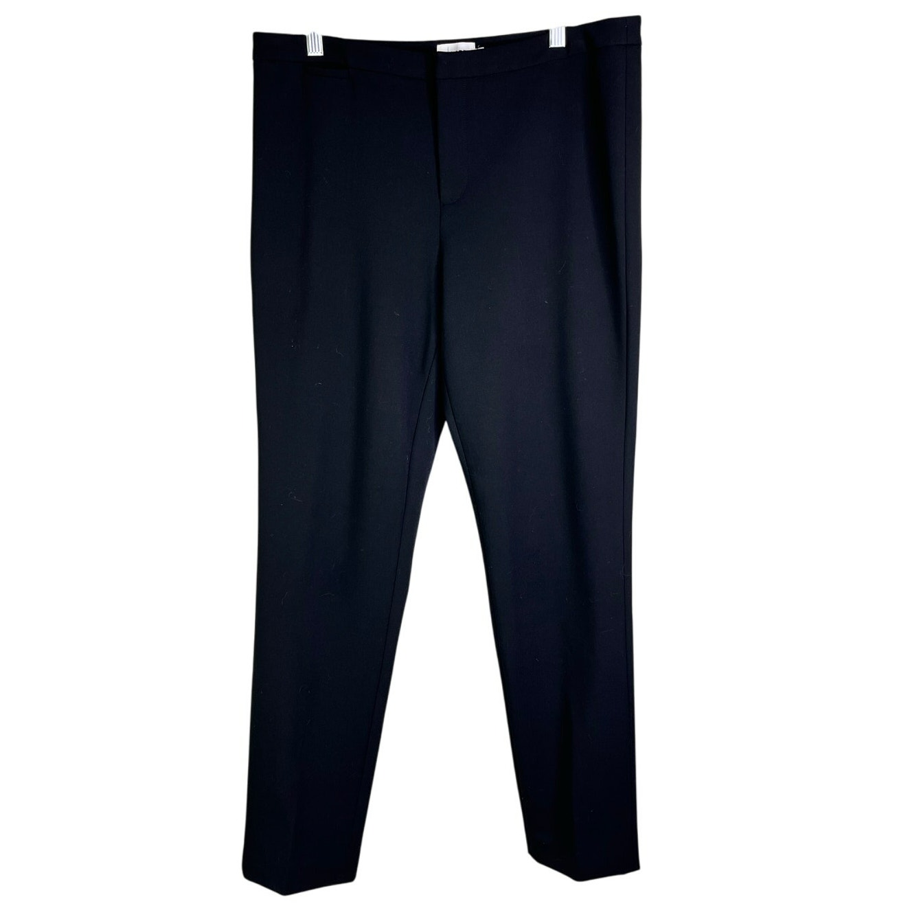 R Label Pants Women L Black Stretch Pull-On Tapered Leg Slim Cut Hi-Rise Minimal